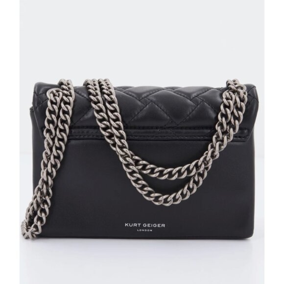 Kurt Geiger Mini Kensington- Black- Silver Hardware Quilted Leather Shoulder Bag - Picture 4 of 4